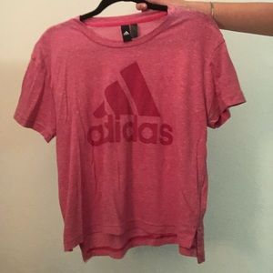 Adidas women’s pink heathered boxy top size large